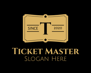 Ticket - Gold Ticket Lettermark logo design