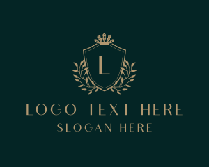 Foliage - Crown Shield Wreath logo design