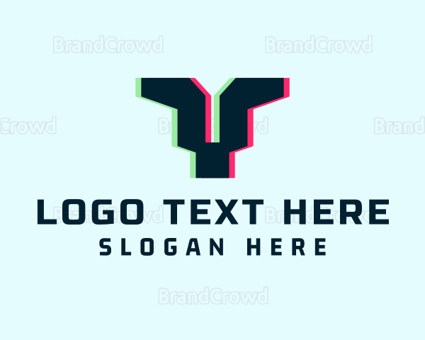 Cyber Anaglyph Letter Y Logo