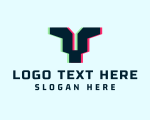 Anaglyph - Cyber Anaglyph Letter Y logo design