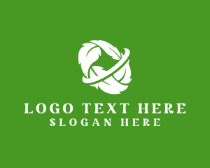 White - Leaf Wreath Orbit logo design