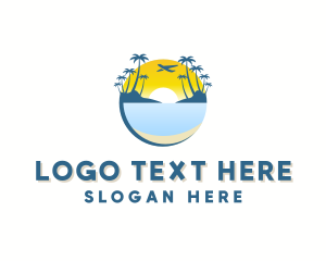 Palm Tree - Travel Plane Resort logo design