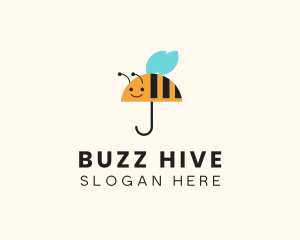 Cute Bee Umbrella logo design