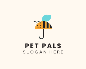 Cute Bee Umbrella logo design