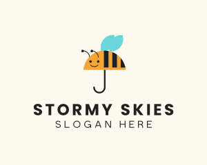 Cute Bee Umbrella logo design