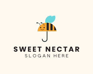 Cute Bee Umbrella logo design