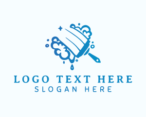 Blue Cleaning Squeegee  logo design