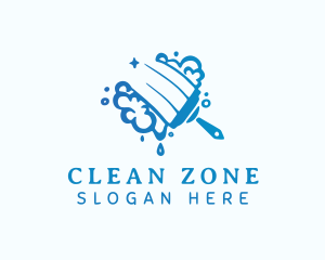 Blue Cleaning Squeegee  logo design