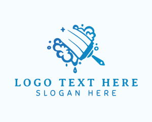 Blue Cleaning Squeegee  logo design
