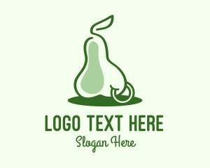 Farmers Market - Green Pear Fruit Piercing logo design