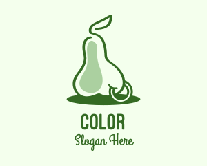 Avocado - Green Pear Fruit Piercing logo design