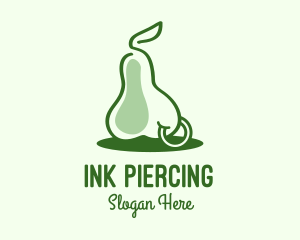 Piercing - Green Pear Fruit Piercing logo design