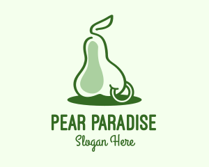 Pear - Green Pear Fruit Piercing logo design