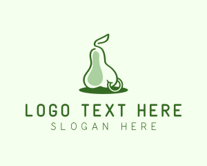 Green - Pear Fruit Piercing logo design