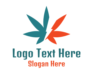 Thunder - Bolt Marijuana Drug logo design