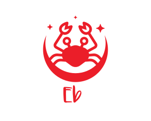 Crescent - Red Moon Crab logo design