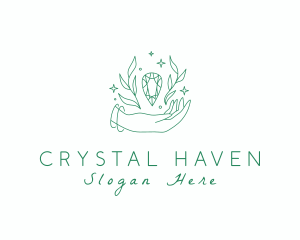 Natural Hand Crystal Gem logo design