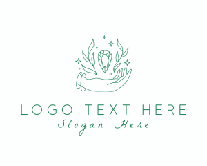 Hand - Natural Hand Crystal Gem logo design