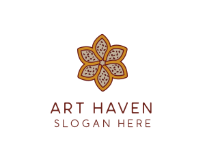 Brown Autumn Flower logo design