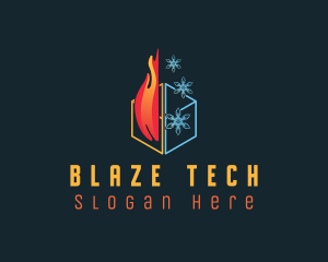 Fire Snowflake Cube logo design