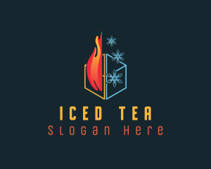 Fire Snowflake Cube logo design