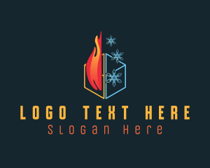 Torch - Fire Snowflake Cube logo design