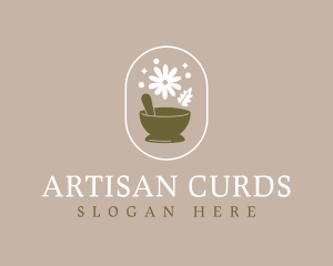 Elegant Potpourri Mortar Pestle logo design