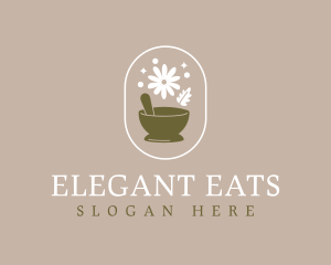 Elegant Potpourri Mortar Pestle logo design