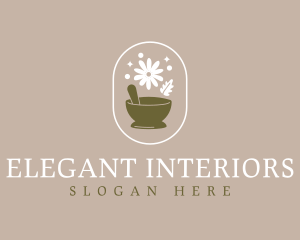 Elegant Potpourri Mortar Pestle logo design