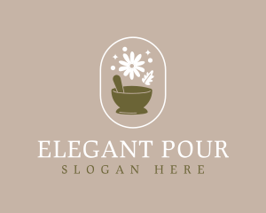 Elegant Potpourri Mortar Pestle logo design