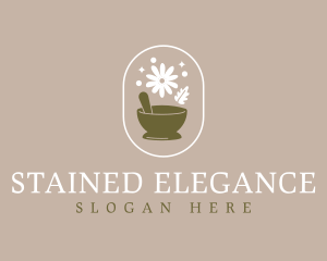 Elegant Potpourri Mortar Pestle logo design