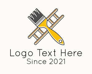 Repair - Ladder Paint Brush Tool logo design