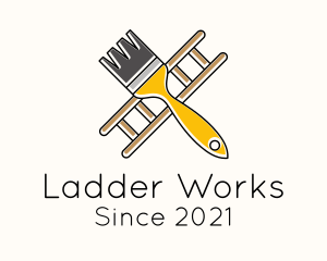 Ladder - Ladder Paint Brush Tool logo design