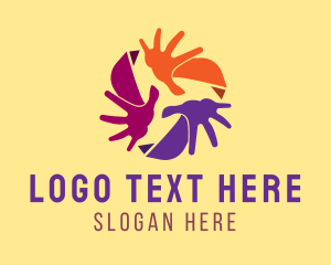 Upcycle - Colorful Recycling Hands logo design