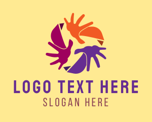 Reuse - Colorful Recycling Hands logo design