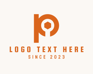 Orange - Industrial Tools Letter P logo design