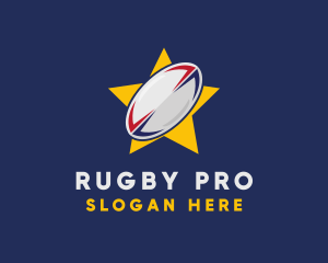 Rugby - Rugby Ball Star logo design