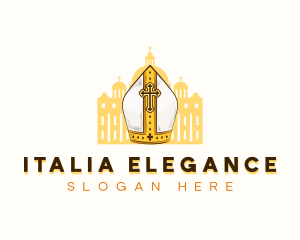 Italy - Pope Hat Cathedral logo design