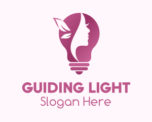 Leaf Woman Light Bulb logo design