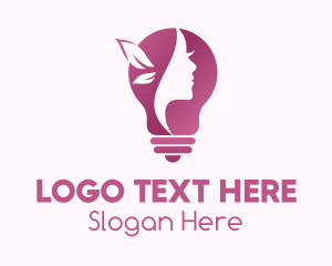 Idea - Leaf Woman Light Bulb logo design