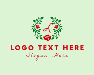 Terrarium - Simple Rose Wreath Flower logo design