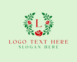 Simple Rose Wreath Flower logo design