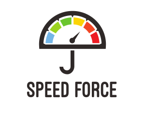 Colorful Umbrella Speedometer logo design