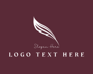 Quill - White Writer Feather logo design