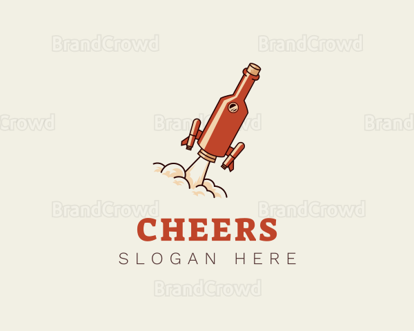 Flying Wine Bottle Rocket Logo