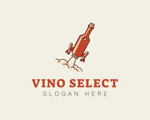 Sommelier - Flying Wine Bottle Rocket logo design