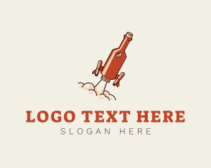 Lounge - Flying Wine Bottle Rocket logo design