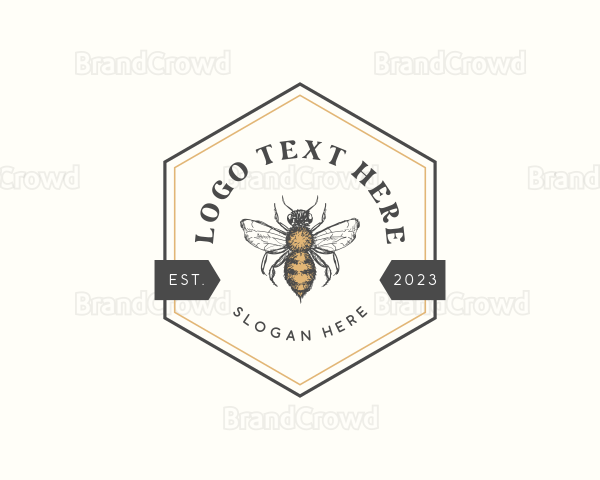 Hexagon Honey Bee Logo