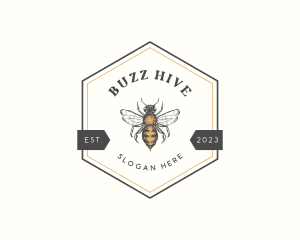 Hexagon Honey Bee logo design