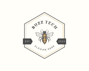 Hexagon Honey Bee logo design